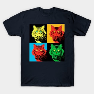 CAT POP ART  YELLOW RED GREEN T-Shirt